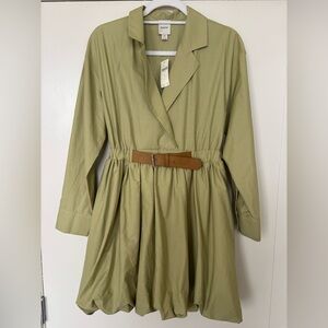 Maeve x Anthropologie Olive Green Belted Dress